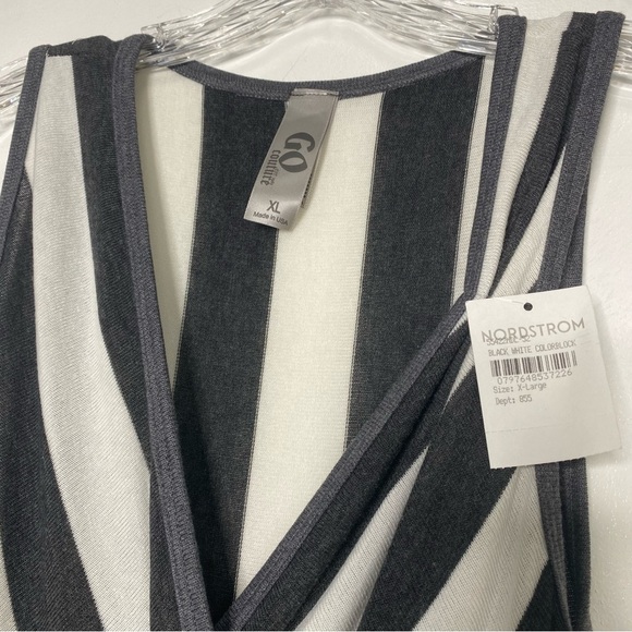 GO COUTURE by Nordstroms Grey/white striped, SLIMMING,soft,V-neck Maxi-size XL - Picture 6 of 6